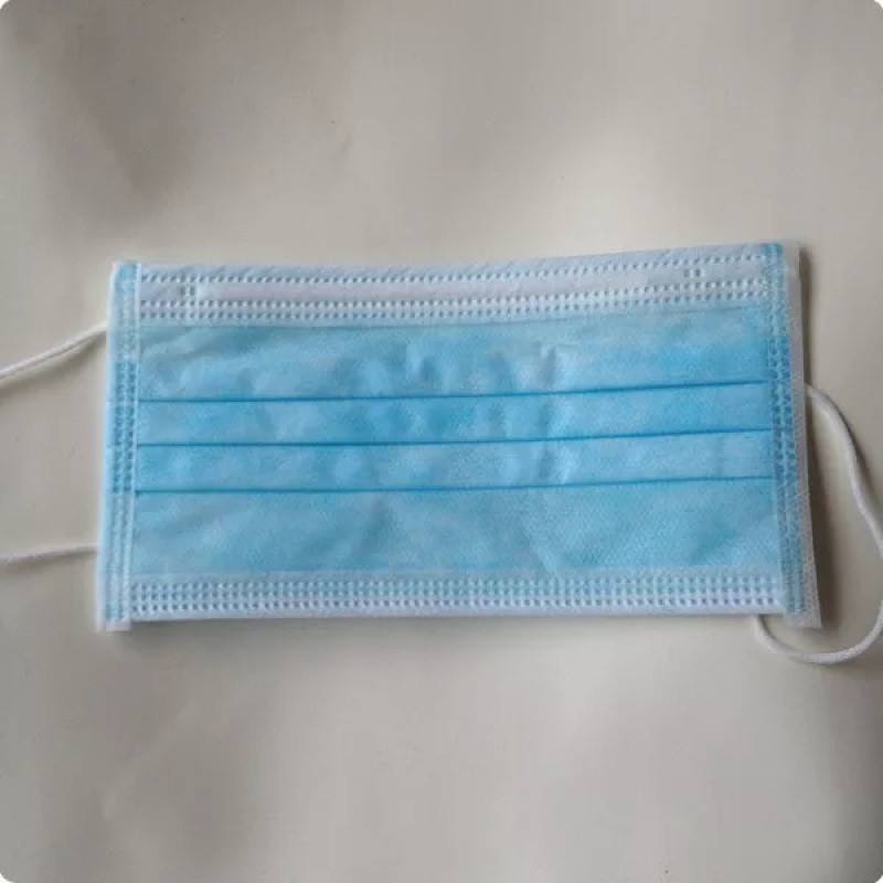 Bulk blue disposable mask 2 level non-woven thick 3 layer breathable mask with adjustable ear hooks, mouth and nose